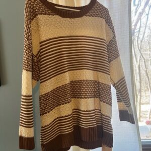 BloomChic Brown and Cream Striped Sweater